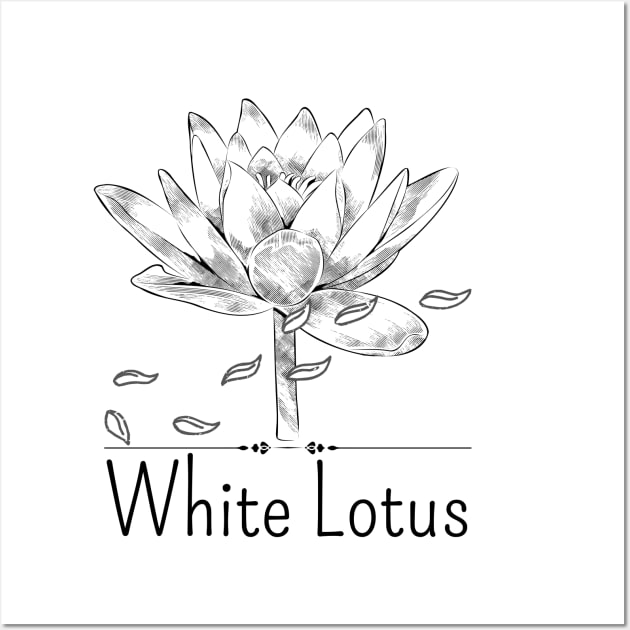 White Lotus Vintage Wall Art by Abz_Cloth